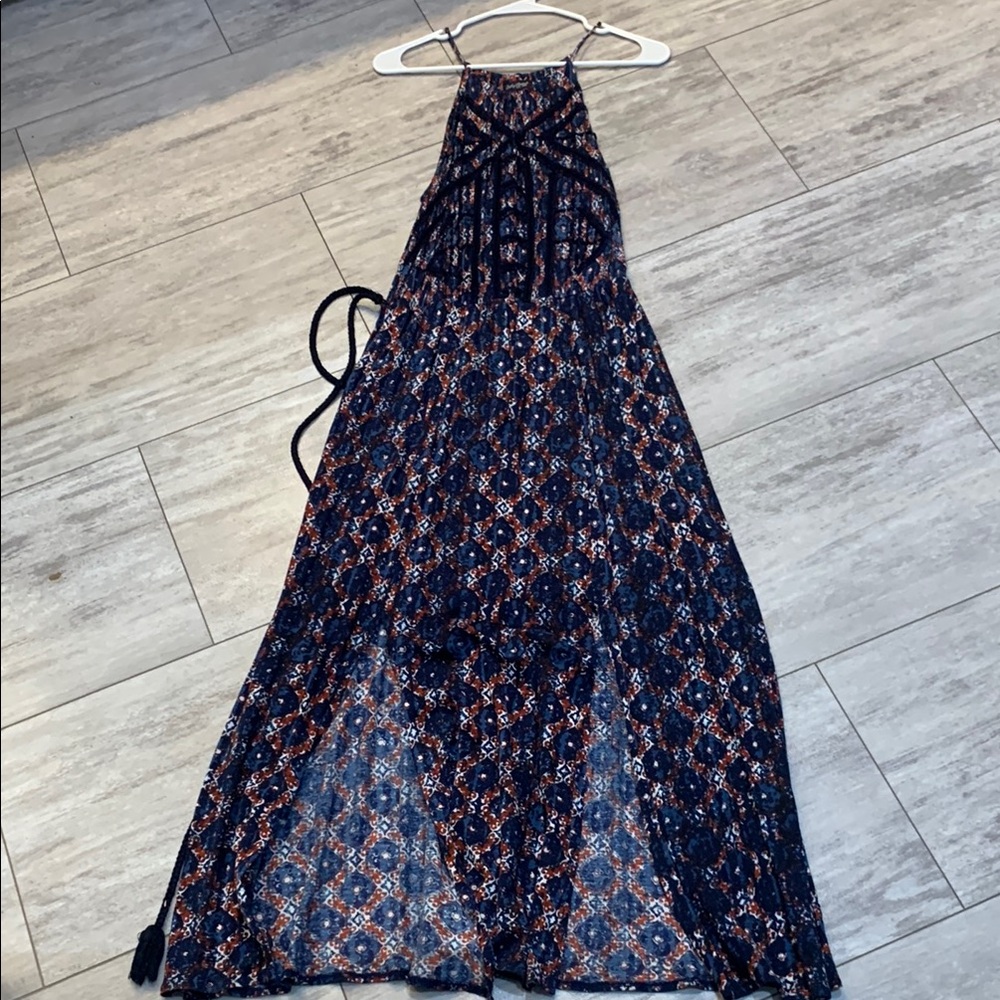 Lucky Brand Blue Patterned Women's Maxi Dress